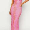 Abstract Print Backless V-neck Maxi Dress>MICAS New