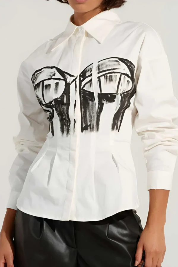 Abstract Print Print Button Long-Sleeve Shirt>MICAS New