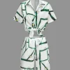 Abstract Print Shirt And Drawstring Shorts Set>MICAS Discount