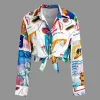 Artistic Print Collar Long-Sleeve Shirt>MICAS Outlet