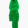 Asymmetric Satin Halter Mini Dress>MICAS Best
