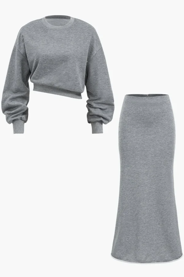 Asymmetrical Design Top And Skirt Set>MICAS Discount