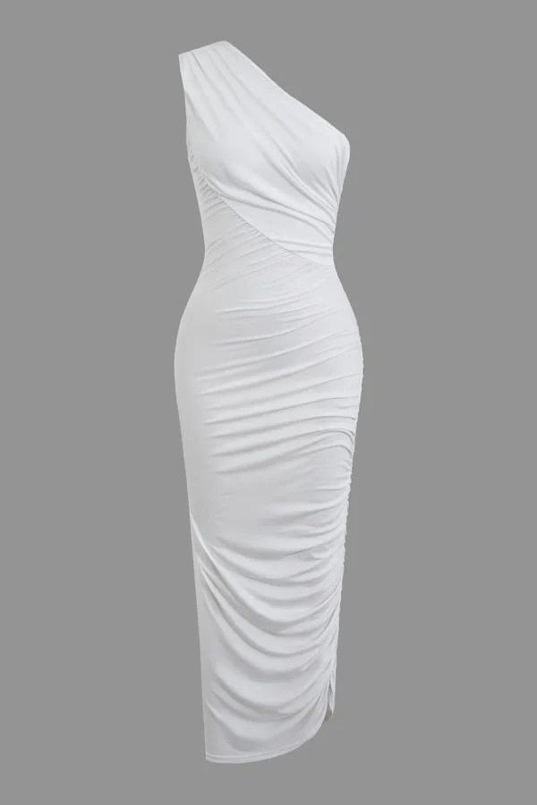Asymmetrical Ruched One Shoulder Midi Dress>MICAS Discount