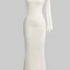 Asymmetrical Twist Knot Mermaid Maxi Dress>MICAS Outlet