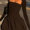 Backless Cut Out Square Neck Mini Dress>MICAS Fashion