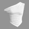 Basic Asymmetrical Twist Ruched T-shirt>MICAS Clearance