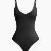 Basic Braided Tie V-neck Cami Bodysuit>MICAS Outlet