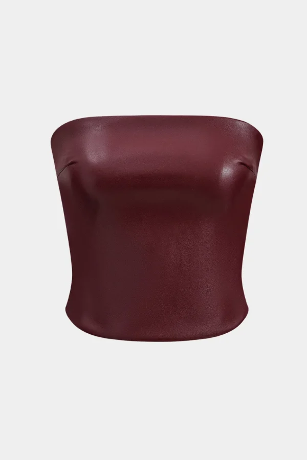 Basic Faux Leather Tube Top>MICAS Online