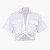 Basic Flap Pocket Twist Hem Shirt>MICAS Fashion