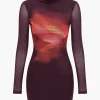 Basic Mesh Long Sleeve Mini Dress>MICAS Outlet