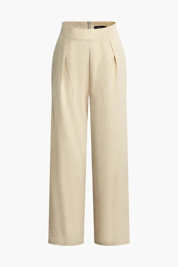 Basic Pleated Wide Leg Pants>MICAS New