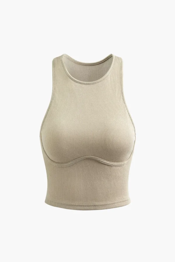 Basic Rib Seam-detail Sleeveless Tank Top>MICAS Hot
