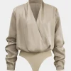 Basic Satin Long Sleeve Bodysuit>MICAS Online