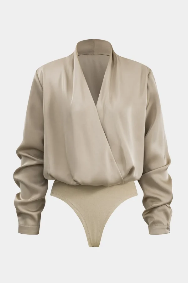 Basic Satin Long Sleeve Bodysuit>MICAS Online