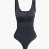 Basic Solid Round Neck Sleeveless Bodysuit>MICAS Discount