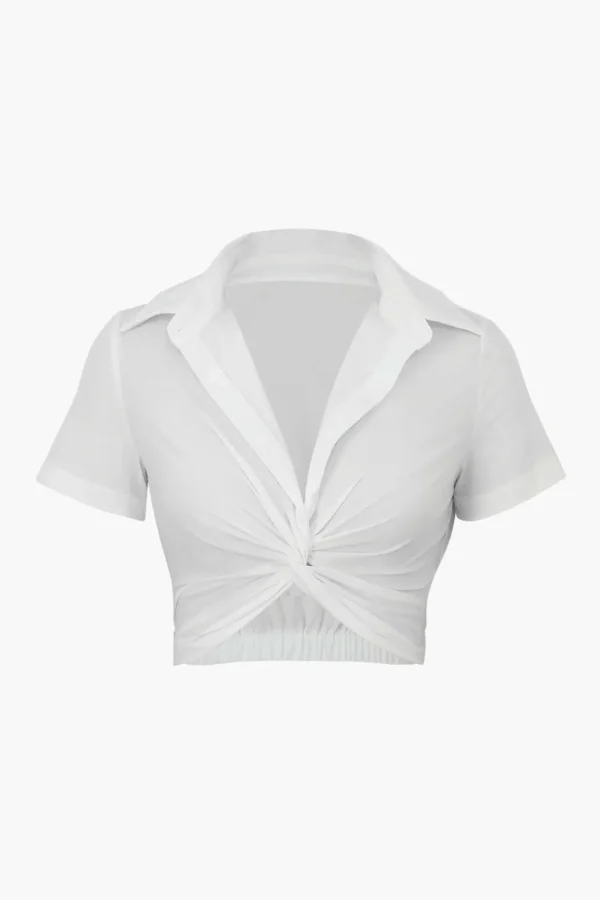 Basic Twist Detail Cropped Shirt>MICAS Outlet
