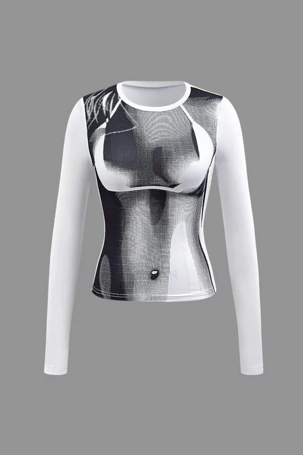 Body Heat Print Long Sleeve Top>MICAS New
