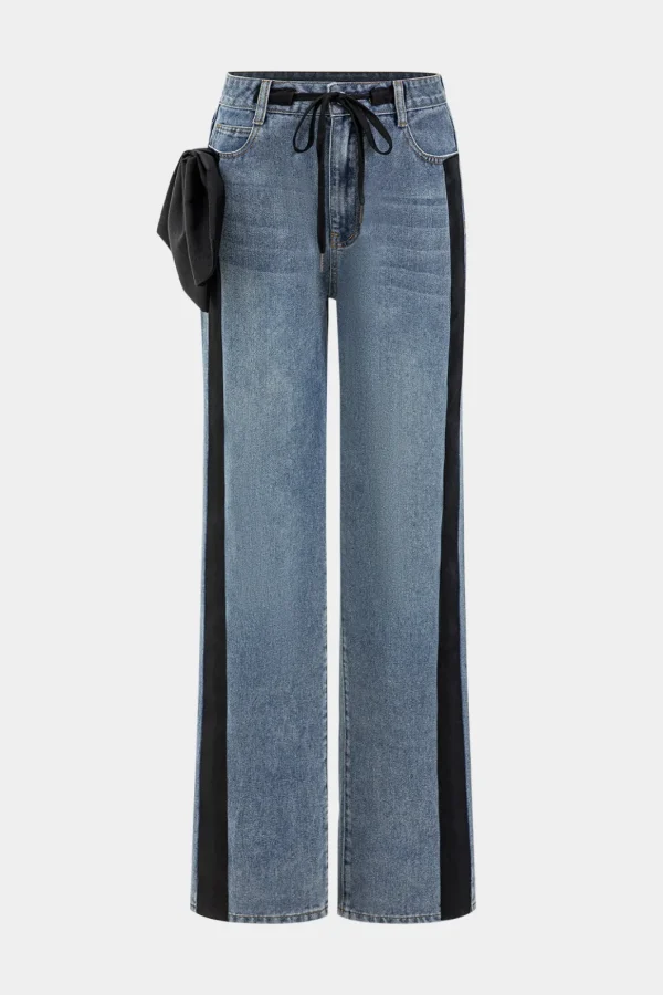 Bow Tie Patchwork Pocket Jeans>MICAS Clearance