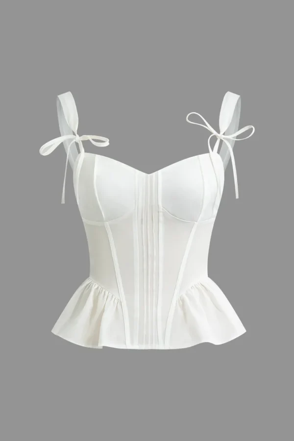 Bow-Tie Straps Peplum Corset Top>MICAS Outlet