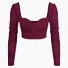 Bustier Mesh Patchwork Long Sleeve Top>MICAS Fashion