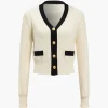 Button Color Block Sweater Long-Sleeve Top>MICAS Sale