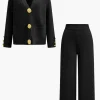 Button Detail Knit Cardigan And Wide-Leg Pants Set>MICAS Online