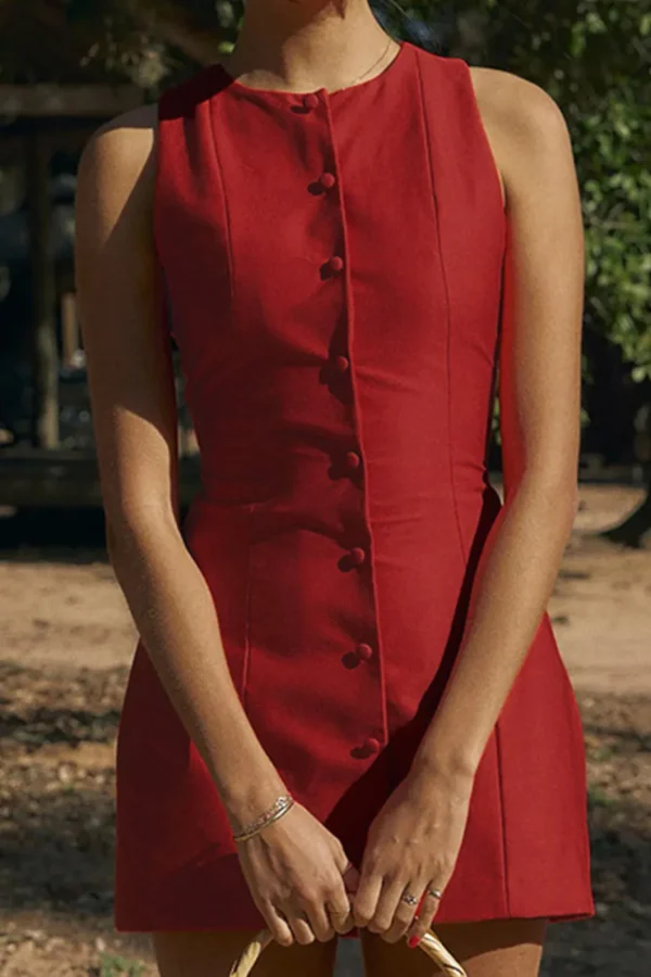 Button Front Sleeveless Mini Dress>MICAS Sale