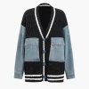 Button Patchwork Pocket Sweater Cardigan>MICAS Fashion