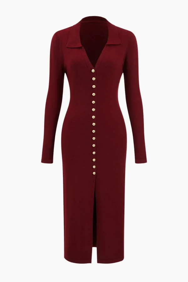 Button Sweater Maxi Dress>MICAS Sale