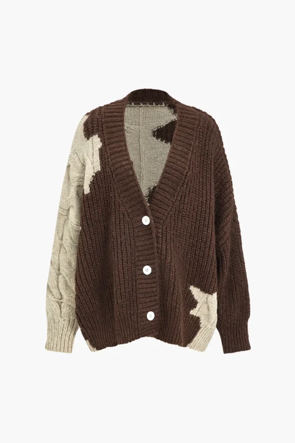 Color Block Patchwork Sweater Cardigan>MICAS Sale