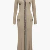 Color Block Print Knit Button Metallic Fake Pockets Dress>MICAS Best