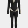 Colorblock Patchwork High Waist Long Sleeve Jumpsuit>MICAS New
