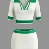 Contrast Collar Crop Knit Top And Mini Skirt Set>MICAS Online