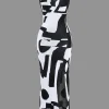 Contrast Cut Out Slit Sweater Dress>MICAS New