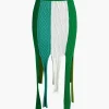 Contrast Fringe Hem Knit Midi Skirt>MICAS Sale