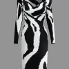 Contrast Knit Long Sleeve Dress>MICAS New