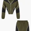 Contrast Patchwork Zipper Long-Sleeve Top And Skirt Set>MICAS Fashion