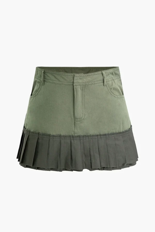 Contrast Pleated Mini Skirt>MICAS Sale