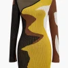 Contrast Print Sweater Asymmetrical Long Sleeve Dress>MICAS Sale