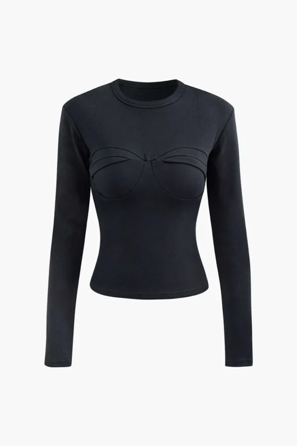 Contrast Ruched Long Sleeve Top>MICAS Hot