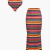 Contrast Stripe Cami Top And Skirt Set>MICAS Fashion