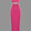 Contrast Trim Tube Top And Pinafore Dress Set>MICAS Clearance