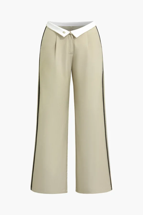 Contrast Waistband Wide Leg Pants>MICAS Clearance