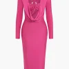 Cowl Neck Long Sleeve Maxi Dress>MICAS Fashion