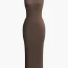 Cross Backless Slit Midi Dress>MICAS Best