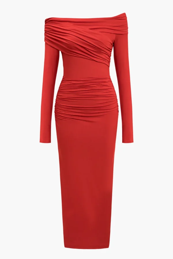 Crossed Long Sleeve Midi Dress>MICAS Discount