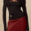 Crossed Ruched Long-Sleeve Top>MICAS New