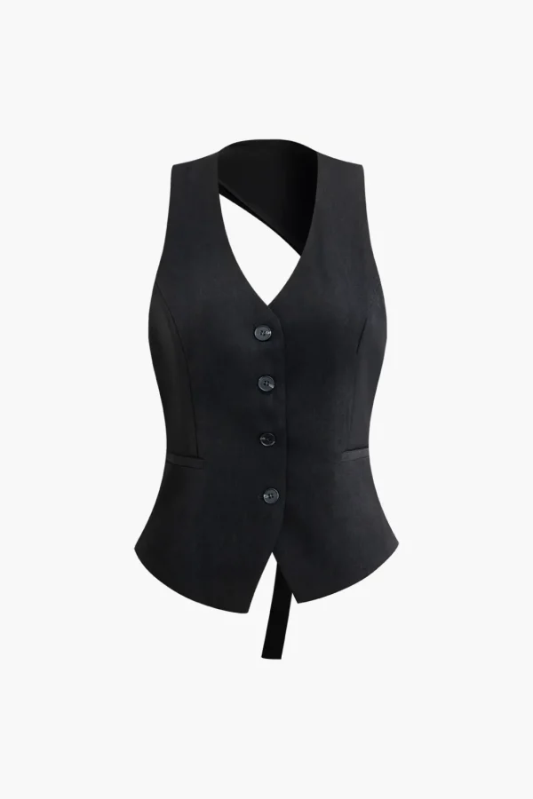 Cut Out Back Vest>MICAS Fashion