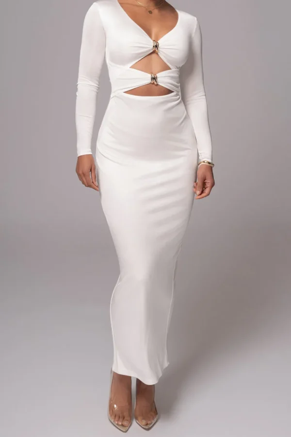 Cut Out Long Sleeve Maxi Dress>MICAS Outlet