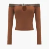 Cut Out Off Shoulder Long-Sleeve Top>MICAS Online
